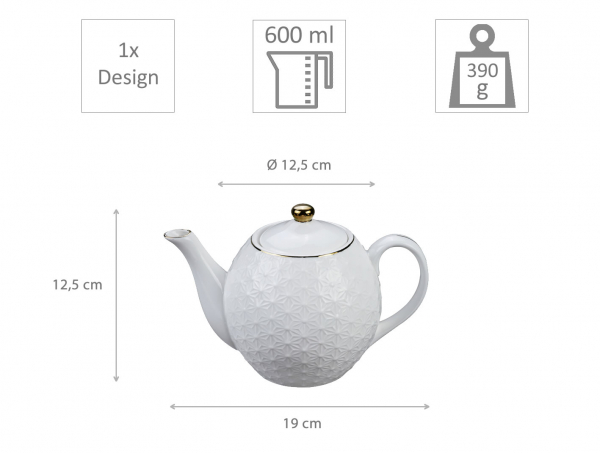 TDS, Teapot, Nippon White, 0,6 Ltr., Item No.16968