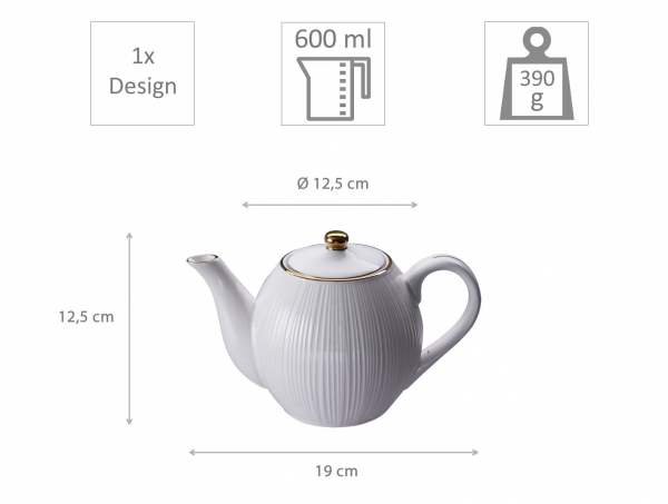 TDS, Teapot, Nippon White, 0,6 Ltr., Item No. 16989 - Kopie