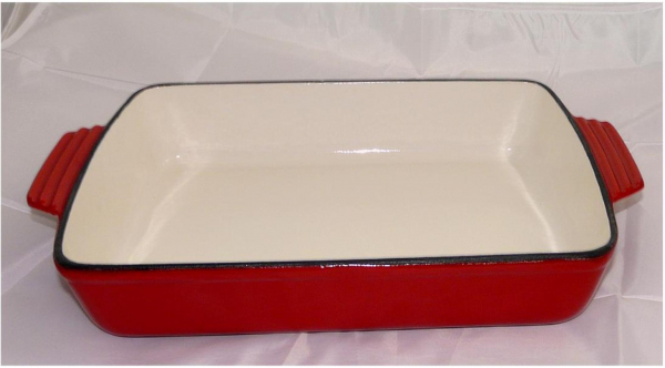 Baking dish, Cast Iron, enamelled, size 38x23 cm, color red