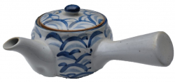 Classic Japanese Kyusu Teapot, wave design, 8x9 cm, 420 ml